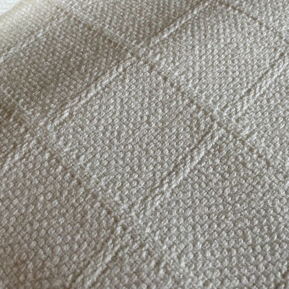 Ralph Lauren 100% Cotton King Size Textured Weave White Blanket, Cozy, Warm - Picture 5 of 11